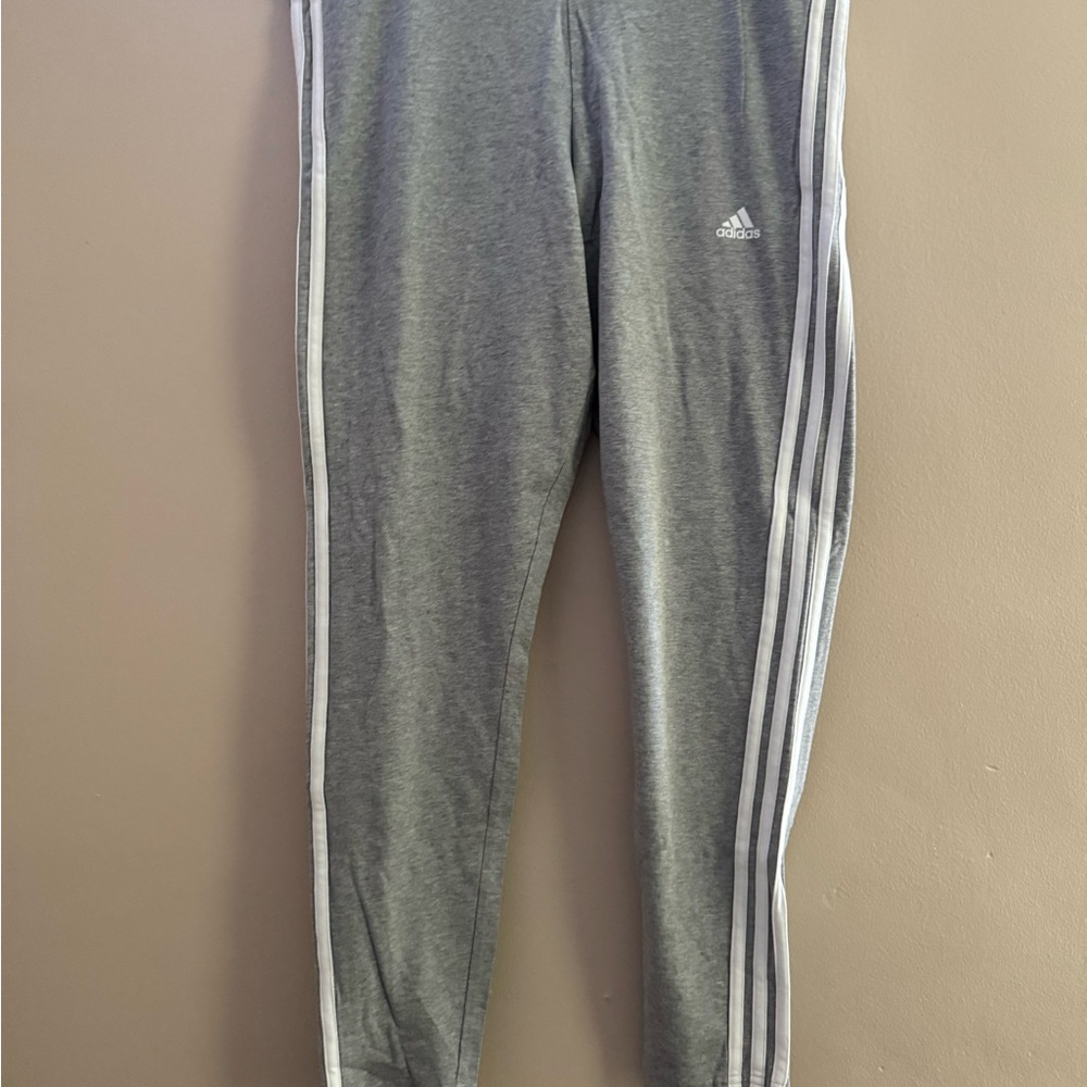 Adidas Gray Joggers with White Stripes